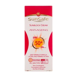 م ضد آفتاب و ضد چروک رنگی بژ طبیعی spf50 سان سیف