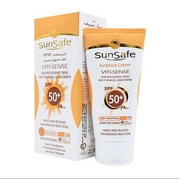 کرم ضد آفتاب رنگی سان سیف SPF50 مدل Viti-Sense مناسب پوست های حساس حجم 50 میلی لیتر