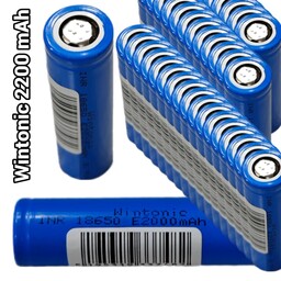 باتری  لیتیوم یون سایز 18650 Wintonic ظرفیت 2000 میلی آمپر استوک سی ریت 10 بسته 50 عددی