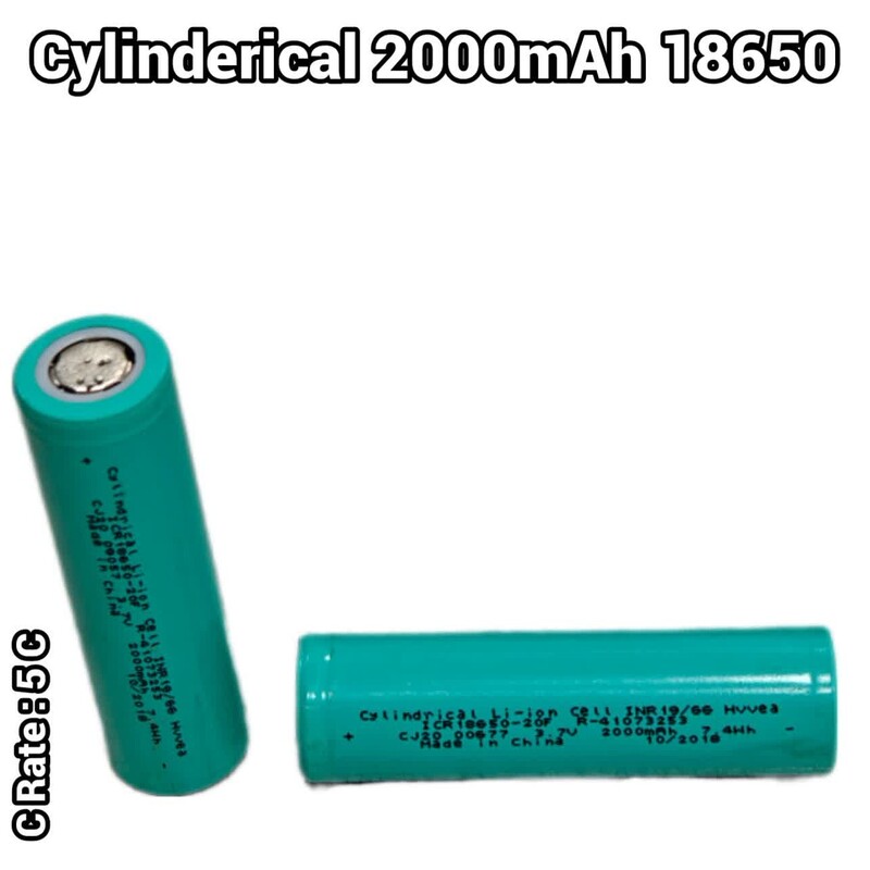 باتری لیتیوم یون سایز 18650 Cylinderical ICR ظرفیت 2000 میلی آمپر استوک سی ریت 5