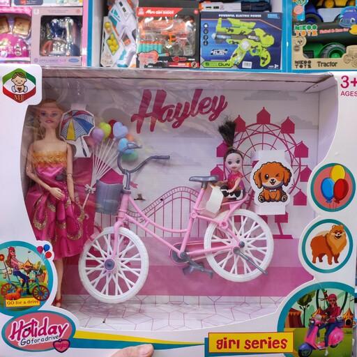اسباب بازی عروسک باربی به همراه دوچرخه و بچه و دسته بادکنک قبل از ثبت موجودی بگیرید 
