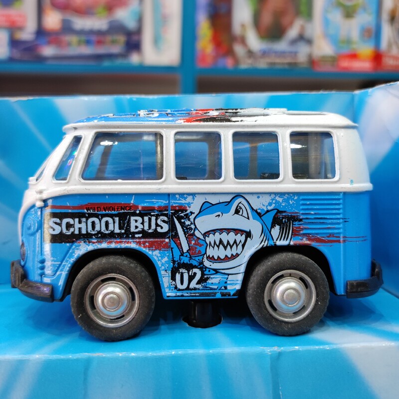 اسباب بازی ماشین اتوبوس مدرسه عقب کش فلزی رنگ آبی قبل از ثبت موجودی بگیرید 