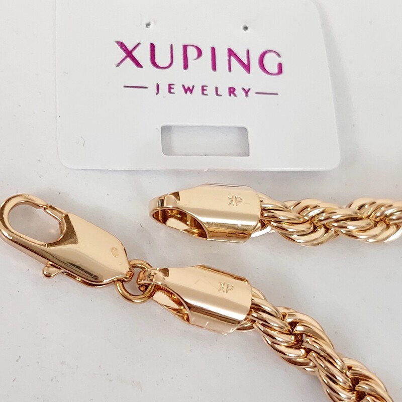 دستبند ژوپینگ طنابی پهن با آبکاری طلا و رنگ ثابت و ضد حساسیت 