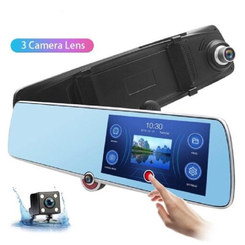 دوربین ثبت وقایع خودرو مدل آینه ای 3 لنز صفحه لمسی 