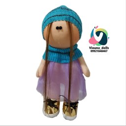 عروسک روسی 30 سانت مدل توری در رنگبندی متنوع با شال و کلاه بافت