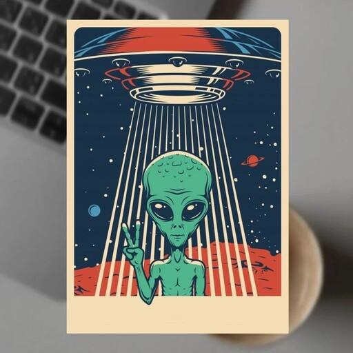 پوستر استیکر برچسب طرح آدم فضایی تکی سایز a5 کد 1139