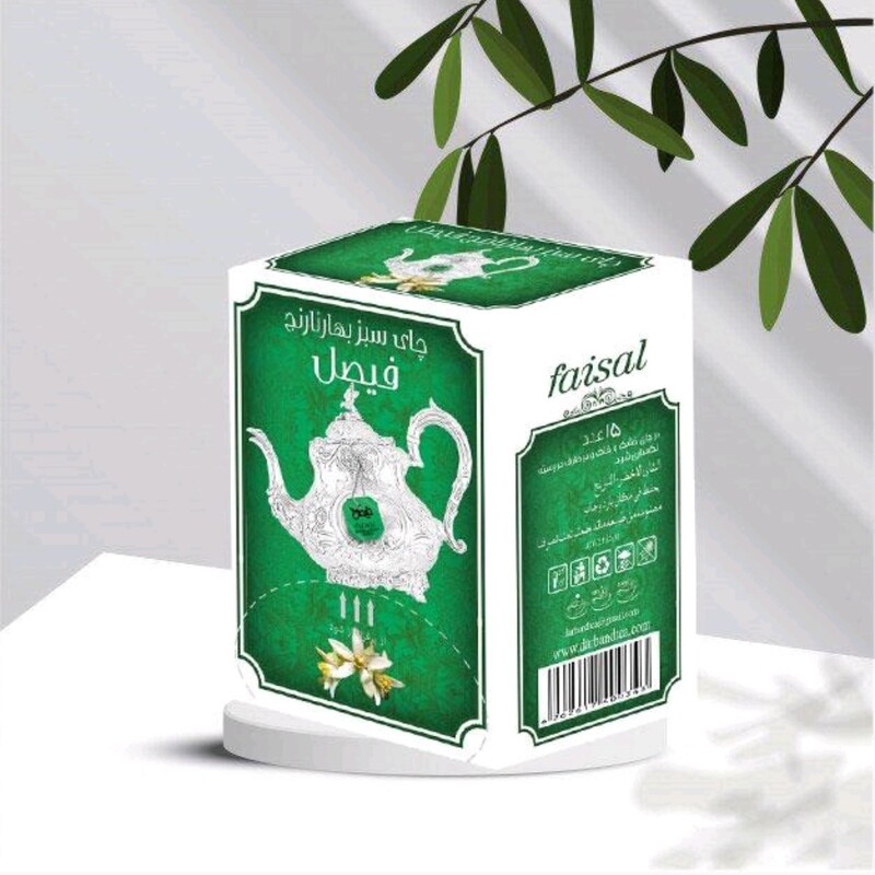 دمنوش چای سبز بهار نارنج کیسه ای (تی بگ) 15 عددی فیصل دربند