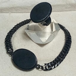 ستِ دستبند و انگشتر اسپورت عقیق سیاه (اونیکس) اصلِ معدنی(دستساز)