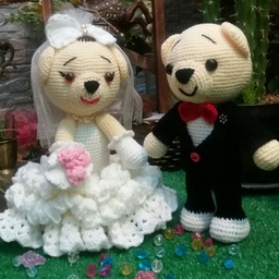 عروسک خرس عروس و داماد بافتنی