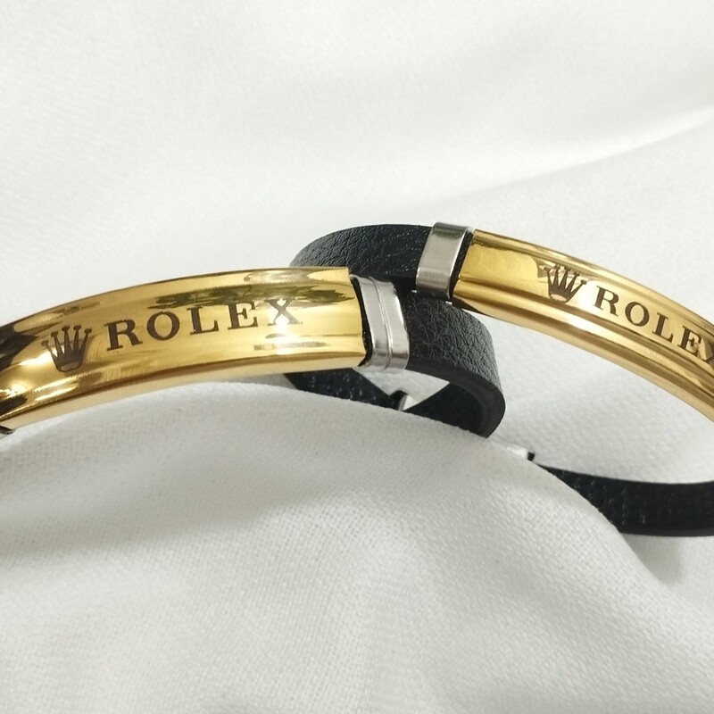 دستبند چرمی ست طلایی زیبا