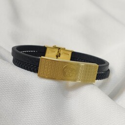 دستبند چرمی خاص مردانه دو لاین 