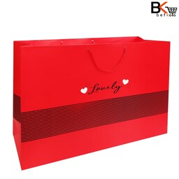 ساک دستی کادویی سایز 5 عرضی قرمز طرح lovely کد 240