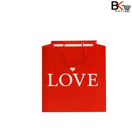 ساک دستی کادویی سایز 7 قرمز طرح Love کد 256