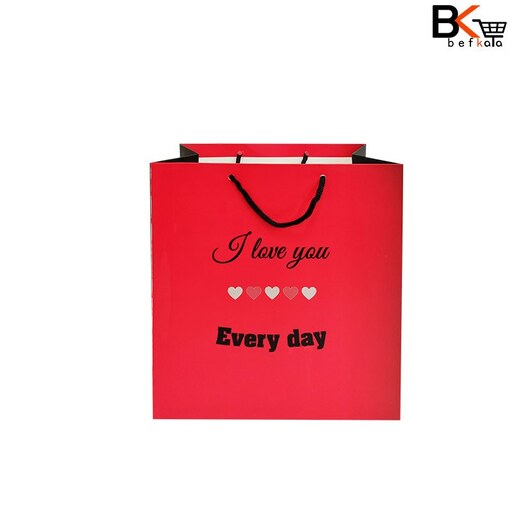 ساک دستی کادویی سایز 7 قرمز طرح I Love you Every day کد 255