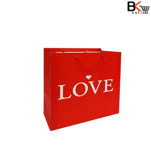 ساک دستی کادویی سایز 7 قرمز طرح Love کد 256