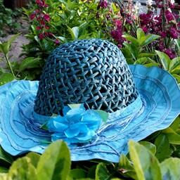  کلاه حصیری فانتزی کیوت تابستانه ویژه روز دختر  سبک و راحت  رنگ آبی