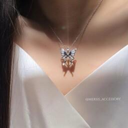 گردنبند پروانه الماس استیل دخترانه و زنانه کیفیت عالی  