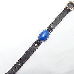 دستبند چرم عقیق آبی 
