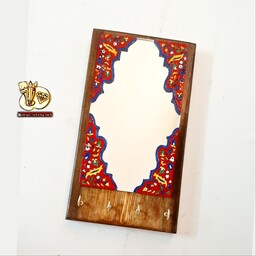 جاکلیدی و جاسوئیچی دیواری چوبی آینه دار با طرح حاشیه  سنتی برجسته ویترای