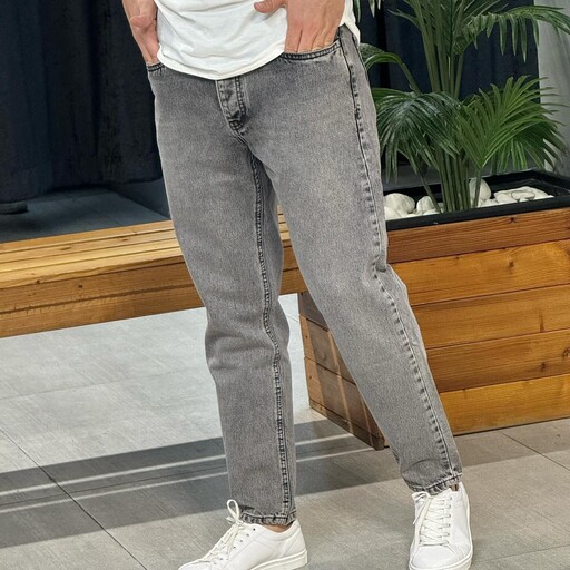 شلوار جین مردانه مدل راسته رنگ ذغالی -مشکی- نک مدادی  