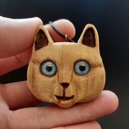 آویز و سر کلیدی چوبی سر گربه
