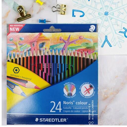 مداد رنگی 24 رنگی استدلر آلمانی اصلی مدل نوریس کالر Noris COlour جعبه مقوایی