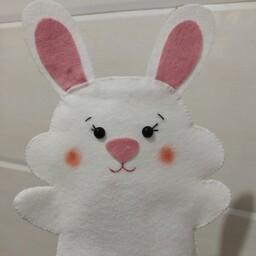 عروسک نمدی دستکش نمایشی خرگوش طول 27سانتیمتر