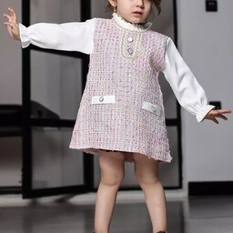 سارافون شنل دخترانه 1 تا 4 ساله در سه رنگ  مشکی صورتی  سفیدصورتی پشت زیپ دار