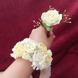 دستبند گل (مچبند گل) عروس وگل کت داماد نباتی مناسب عقد نامزدی فرمالیته آتلیه 