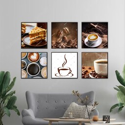 تابلو دکوراتیو طرح قهوه مخصوص کافیشاپ شش تکه