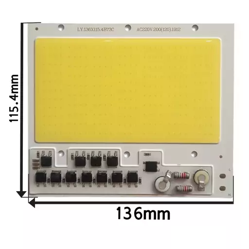 چیپ COB پروژکتوری  200 وات برق 220 ولت  آنتی شوک دار برند LY اصل  رنگ مهتابی سفید 