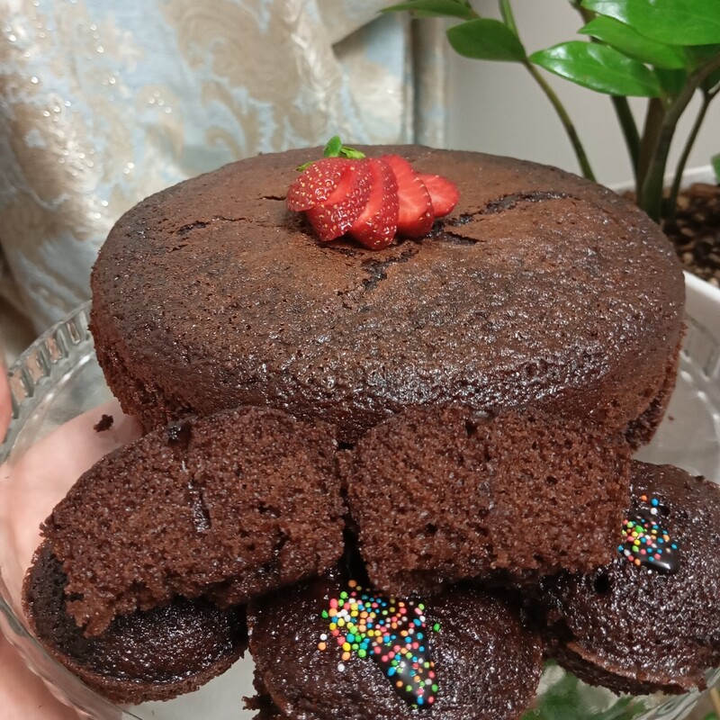 پودر کیک دبل چاکلت خانگی بدون نگه دارنده وزن پودر کیک 600 گرم