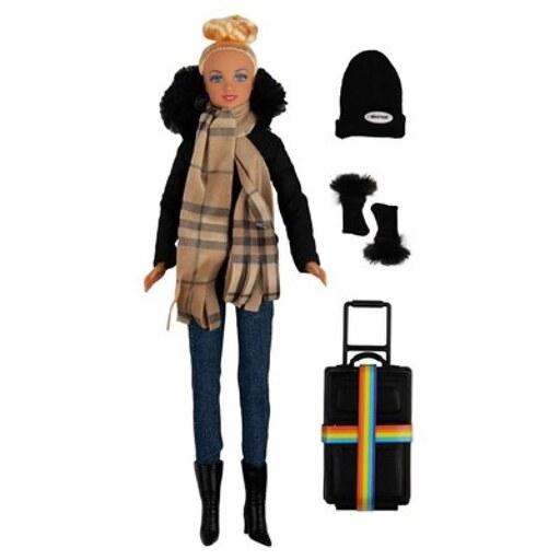 عروسک باربی دفا لوسی مسافر همراه با لباس زمستانی مدل 8424 Barbie Defa Lucy
