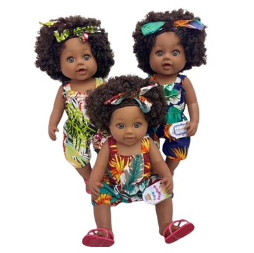 اسباب بازی عروسک دختر آفریقایی موفرفری سایز بزرگ