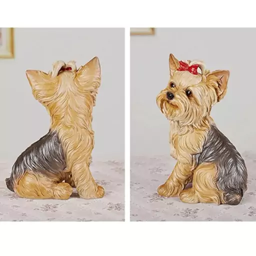 اسباب بازی فیگور سگ نشسته پاپیون دار Yorkshire terrier dog toy