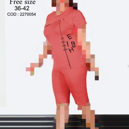 تیشرت  جلو زیپ دار و شلوارک زنانه جنس ویسکوز فری سایز تا 44رنگبندی 4 رنگ
