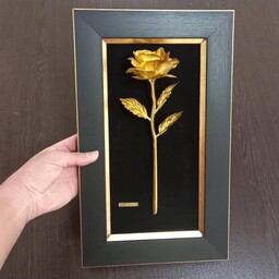 تابلو گل رز روکش طلا همراه با شناسنامه اصالت کالا 
