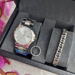 ساعت مردانه کاسیو Casio  همراه دستبند کارتیر و حلقه رینگ
