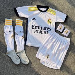 ست تیشرت شورت بچگانه رئال مادرید  جوراب مچ بند ارسال رایگانه