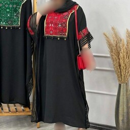مانتو عبایی قواره دار  بلند  زنانه،مدل سنتی شاهیکا،ابروبادی با خرج کار سوزن دوزی،فری سایز،قد 125(ارسال رایگان)