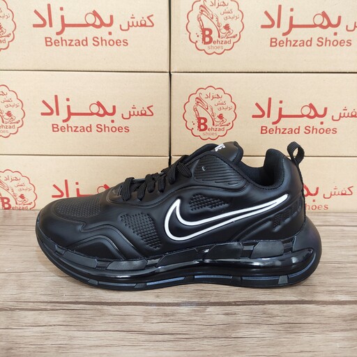 کتونی نایک nike مردانه پسرانه زیره کپسولی سایز 41 تا 44 رنگ مشکی کفی طبی لژ 4 سانتی رویه فوم خارجی راحتی 