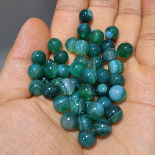عقیق سبز مهره سنگ عقیق سبز صد در صد طبیعی سایز هشت 