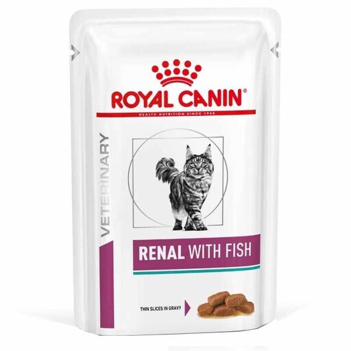 پوچ گربه رویال کنین مدل Renal with Fish وزن 85 گرم