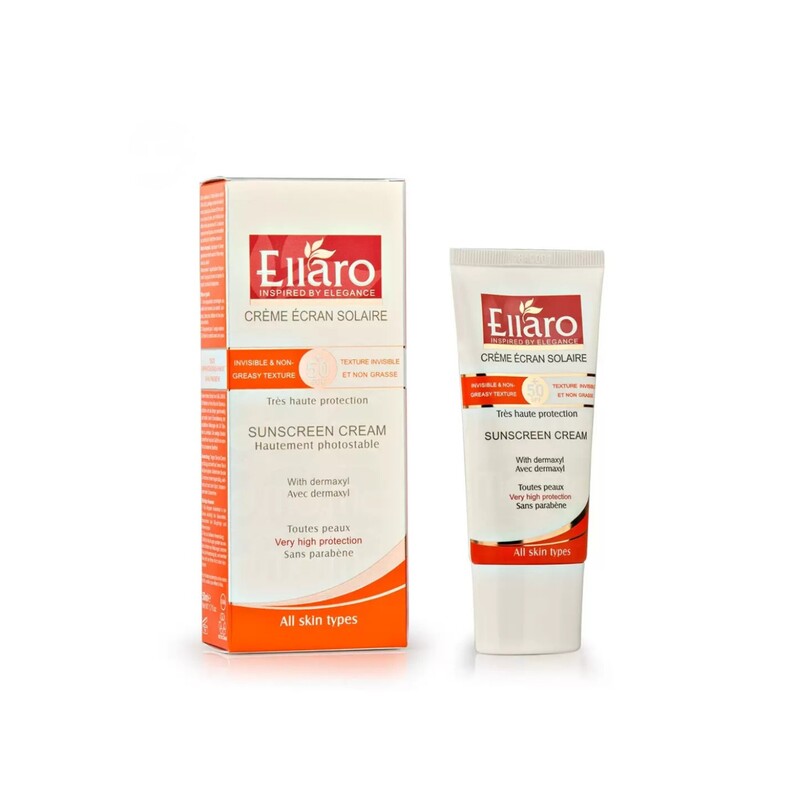 کرم ضد آفتاب الارو ellaro spf50 بی رنگ  اصلی مناسب انواع پوست Ellaro Invisible And Non Greasy Sunscreen Cream