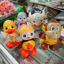 لوازم سیسمونی نوزاد و اسباب بازی کودک عروسک موزیکال گاو و خرگوش و زنبور و جوجه و میمون