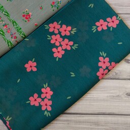 روسری سوپر کرپ قواره دار 140 گل گلی زمینه رنگی سبز