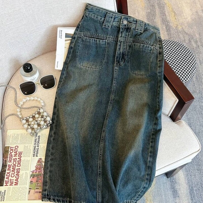 دامن جین چاکدار تک رنگ وارداتی در سایز های مختلف 