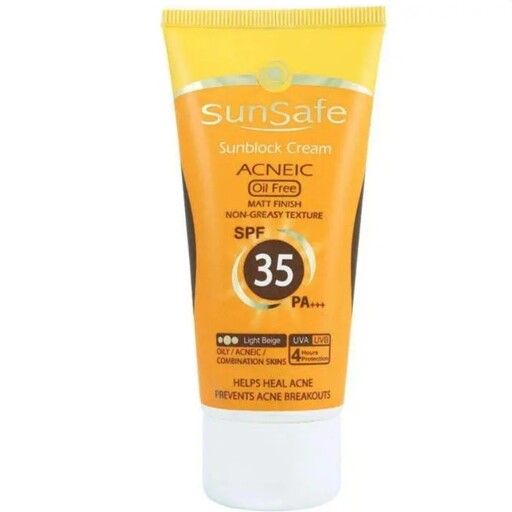کرم ضد آفتاب سان سیف بژ روشن مناسب برای پوست چرب و مستعد آکنه SPF 35 