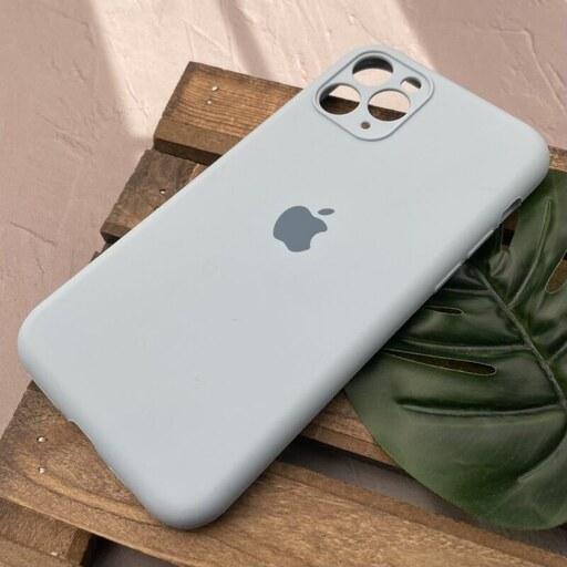 قاب گوشی iPhone 11 Pro آیفون سیلیکونی پاک کنی اورجینال داخل پارچه ای محافظ لنزدار رنگ آبی روشن کد 43085