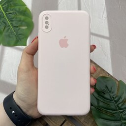 قاب گوشی iPhone XS Max آیفون سیلیکونی پاک کنی اورجینال داخل پارچه ای محافظ لنزدار رنگ گلبهی کد 77813